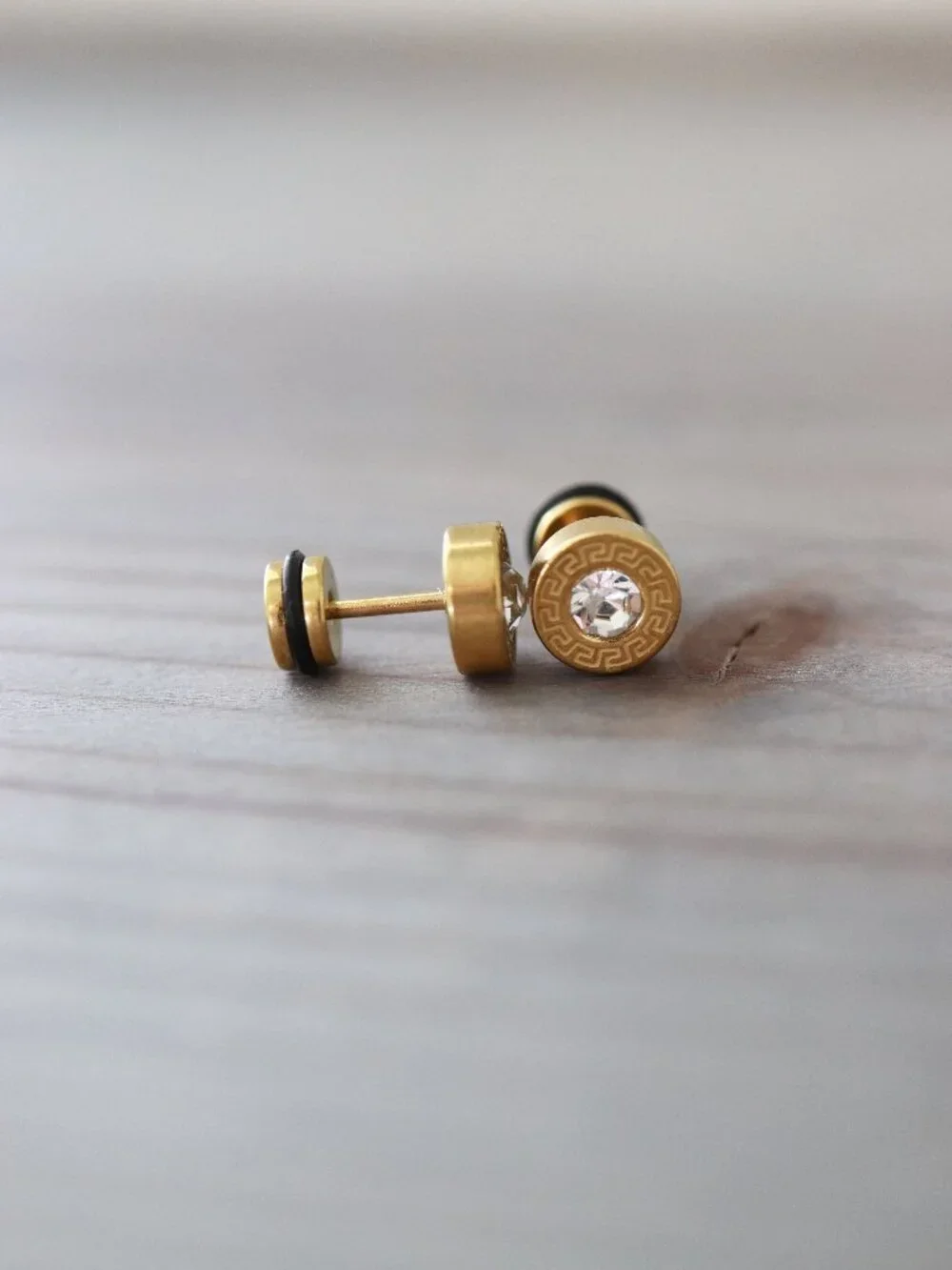 6mm Bezel with CZ Diamond Style Screw Back Stud Earrings 18k Gold Plated